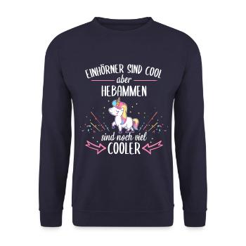 Hebamme Hebammen Entbindungspflegerin Beruf Spruch - Unisex Pullover - Navy - Vorne - Alina (178cm) & Michal (187cm)