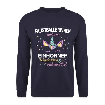 Faustball Fistball Sport Faustballer Sport Spruch - Unisex Pullover - Navy - Vorne - Alina (178cm) & Michal (187cm)