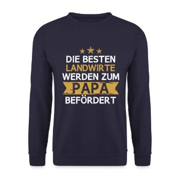 Landwirt Bauer Bauernhof Papa Vater Beruf Spruch - Unisex Pullover - Navy - Vorne - Alina (178cm) & Michal (187cm)