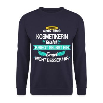 Kosmetikerinnen Kosmetikerin Engel Beruf Spruch - Unisex Pullover - Navy - Vorne - Alina (178cm) & Michal (187cm)