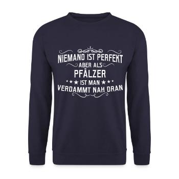 Pfalz Rheinlandpfalz Pfälzer Heimat Spruch - Unisex Pullover - Navy - Vorne - Alina (178cm) & Michal (187cm)
