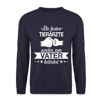 Tierarzt Tierärztin Tiere Vater Papa Beruf Spruch - Unisex Pullover - Navy - Vorne - Alina (178cm) & Michal (187cm)