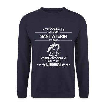 Rettungssanitäter Sanitäterin Sanitäter Spruch - Unisex Pullover - Navy - Vorne - Alina (178cm) & Michal (187cm)