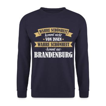 Brandenburg Brandenburger Berlin Heimat Bundesland - Unisex Pullover - Navy - Vorne - Alina (178cm) & Michal (187cm)