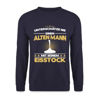 Stockschießen Eisstockschießen Eisstock Spruch - Unisex Pullover - Navy - Vorne - Alina (178cm) & Michal (187cm)