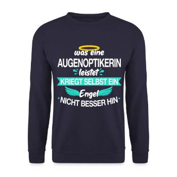 Optiker Optikerin Augenoptiker Beruf Spruch - Unisex Pullover - Navy - Vorne - Alina (178cm) & Michal (187cm)