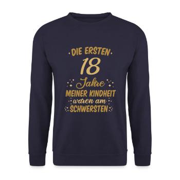 Geburtstag 18 Geburtstagskind Spruch Party - Unisex Pullover - Navy - Vorne - Alina (178cm) & Michal (187cm)