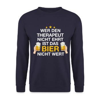 Therapeut Physiotherapeut Physio Beruf Spruch - Unisex Pullover - Navy - Vorne - Alina (178cm) & Michal (187cm)