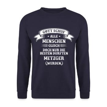 Metzger Fleischer Metzgerin Metzgerei Spruch - Unisex Pullover - Navy - Vorne - Alina (178cm) & Michal (187cm)