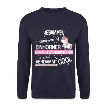Hebamme Hebammen Entbindungspflegerin Beruf Spruch - Unisex Pullover - Navy - Vorne - Alina (178cm) & Michal (187cm)