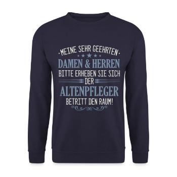 Altenpfleger Pfleger Beruf Spruch Altenpflege - Unisex Pullover - Navy - Vorne - Alina (178cm) & Michal (187cm)
