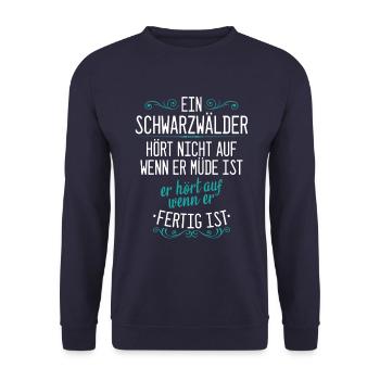 Schwarzwald Schwarzwälder Heimat Spruch - Unisex Pullover - Navy - Vorne - Alina (178cm) & Michal (187cm)