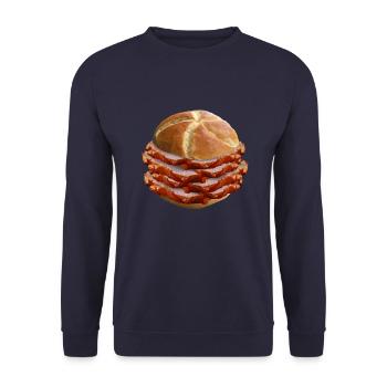 Lebakas Leberkäse Fleischkäse Bayern Scheibe Essen - Unisex Pullover - Navy - Vorne - Alina (178cm) & Michal (187cm)
