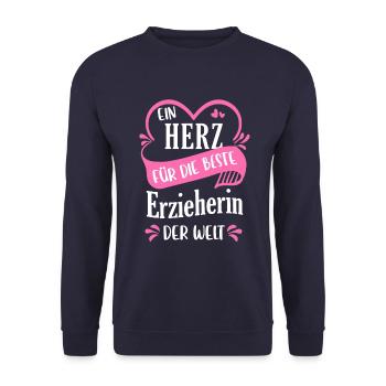 Erzieher Erzieherin Kindergärtner Spruch Beruf - Unisex Pullover - Navy - Vorne - Alina (178cm) & Michal (187cm)