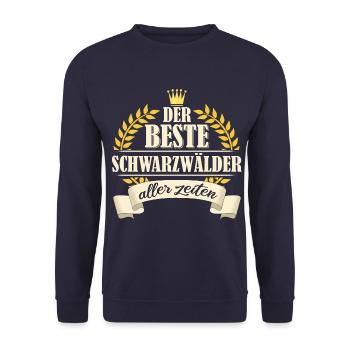 Schwarzwald Schwarzwälder Heimat Spruch - Unisex Pullover - Navy - Vorne - Alina (178cm) & Michal (187cm)