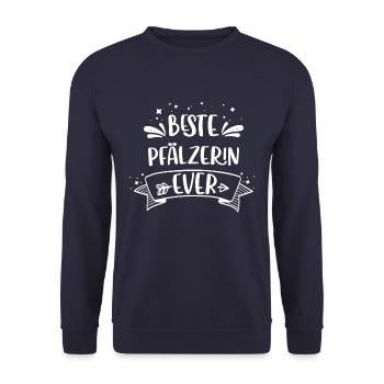 Pfalz Pfälzer Rheinlandpfalz Heimat Spruch - Unisex Pullover - Navy - Vorne - Alina (178cm) & Michal (187cm)