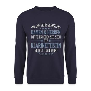Klarinette Klarinettistin Instrument Musik Spruch - Unisex Pullover - Navy - Vorne - Alina (178cm) & Michal (187cm)