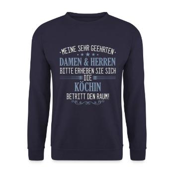 Koch Köchin Chefkoch kochen Küche Beruf Spruch - Unisex Pullover - Navy - Vorne - Alina (178cm) & Michal (187cm)