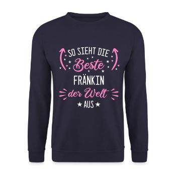 Franken Franke Fränkin Fränkisch Heimat Spruch - Unisex Pullover - Navy - Vorne - Alina (178cm) & Michal (187cm)