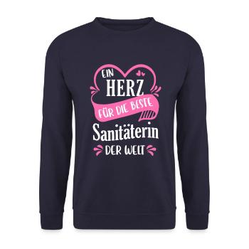 Sanitäter Rettungssanitäterin Sanitäterin Spruch - Unisex Pullover - Navy - Vorne - Alina (178cm) & Michal (187cm)