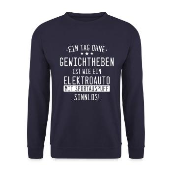Gewichtheben Gewichtheber Kraftsport Sport Spruch - Unisex Pullover - Navy - Vorne - Alina (178cm) & Michal (187cm)