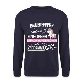 Bauleiter Bauleiterin Bauarbeiter Beruf Spruch - Unisex Pullover - Navy - Vorne - Alina (178cm) & Michal (187cm)