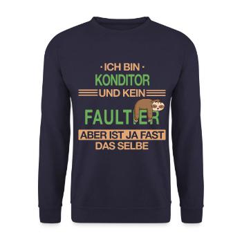 Konditor Konditorei Kuchen Torte Beruf Spruch - Unisex Pullover - Navy - Vorne - Alina (178cm) & Michal (187cm)