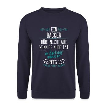 Bäcker Bäckerin Bäckerei Beruf Spruch - Unisex Pullover - Navy - Vorne - Alina (178cm) & Michal (187cm)
