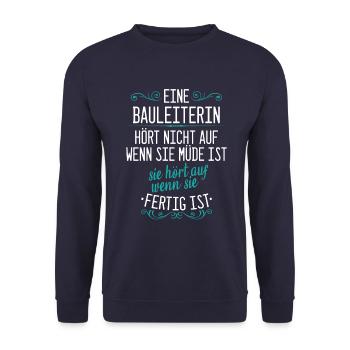 Bauleiter Bauleiterin Bauarbeiter Beruf Spruch - Unisex Pullover - Navy - Vorne - Alina (178cm) & Michal (187cm)
