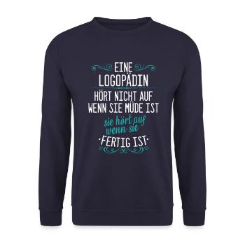 Logopädin Logopädie Rehabilitation Beruf Spruch - Unisex Pullover - Navy - Vorne - Alina (178cm) & Michal (187cm)