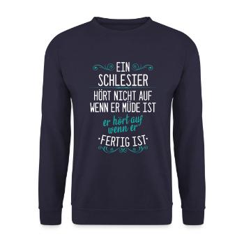 Schlesien Schlesier Deutschland Polen Spruch - Unisex Pullover - Navy - Vorne - Alina (178cm) & Michal (187cm)