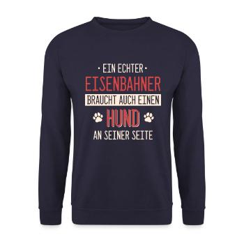 Eisenbahner Lokführer Eisenbahn Bahn Beruf Spruch - Unisex Pullover - Navy - Vorne - Alina (178cm) & Michal (187cm)