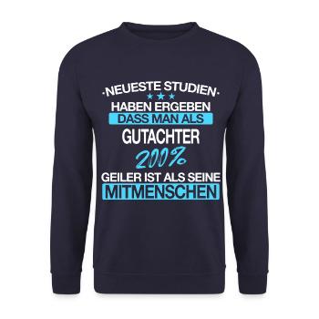 Gutachter Sachverständiger Beruf Spruch Geschenk - Unisex Pullover - Navy - Vorne - Alina (178cm) & Michal (187cm)
