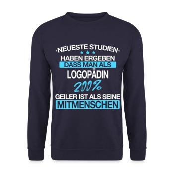 Logopädin Logopädie Rehabilitation Beruf Spruch - Unisex Pullover - Navy - Vorne - Alina (178cm) & Michal (187cm)