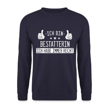 Bestatter Bestatterin Bestatten Beruf Spruch - Unisex Pullover - Navy - Vorne - Alina (178cm) & Michal (187cm)