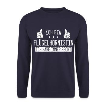 Flügelhornistin Flügelhorn Horn Instrument Spruch - Unisex Pullover - Navy - Vorne - Alina (178cm) & Michal (187cm)