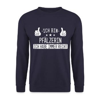 Pfalz Pfälzer Rheinlandpfalz Heimat Spruch - Unisex Pullover - Navy - Vorne - Alina (178cm) & Michal (187cm)