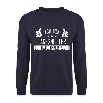 Tagesmutter Tagesmütter Erzieherin Beruf Spruch - Unisex Pullover - Navy - Vorne - Alina (178cm) & Michal (187cm)
