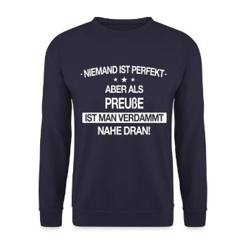 Preußen Ostpreußen Kaiserreich Spruch Heimat - Unisex Pullover - Navy - Vorne - Alina (178cm) & Michal (187cm)