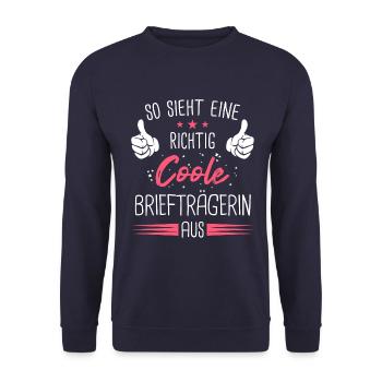 Briefträgerin Postbotin Paketdienste Beruf Spruch - Unisex Pullover - Navy - Vorne - Alina (178cm) & Michal (187cm)