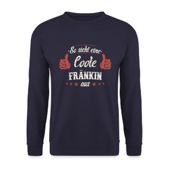 Franken Franke Fränkin Fränkisch Heimat Spruch - Unisex Pullover - Navy - Vorne - Alina (178cm) & Michal (187cm)
