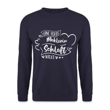 Maklerin Immobilienmakler Immobilien Beruf Spruch - Unisex Pullover - Navy - Vorne - Alina (178cm) & Michal (187cm)