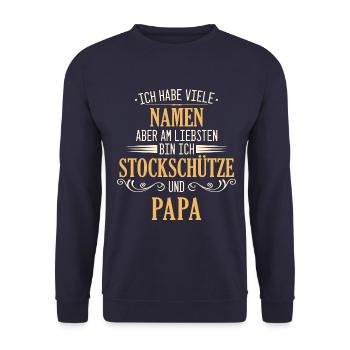 Stockschießen Eisstockschießen Eisstock Spruch - Unisex Pullover - Navy - Vorne - Alina (178cm) & Michal (187cm)