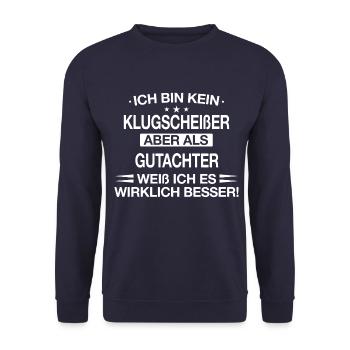 Gutachter Sachverständiger Beruf Spruch Geschenk - Unisex Pullover - Navy - Vorne - Alina (178cm) & Michal (187cm)