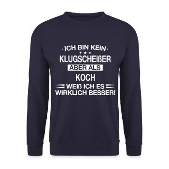 Koch Köche Chefkoch kochen Küche Beruf Spruch - Unisex Pullover - Navy - Vorne - Alina (178cm) & Michal (187cm)