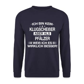 Pfalz Pfälzer Rheinlandpfalz Heimat Spruch - Unisex Pullover - Navy - Vorne - Alina (178cm) & Michal (187cm)