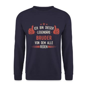 Bruder Brüder Geschwister Familie Spruch - Unisex Pullover - Navy - Vorne - Alina (178cm) & Michal (187cm)