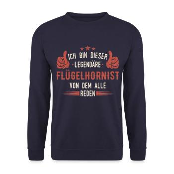 Flügelhornist Flügelhorn Horn Instrument Spruch - Unisex Pullover - Navy - Vorne - Alina (178cm) & Michal (187cm)