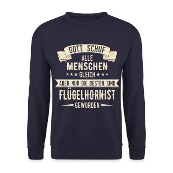 Flügelhornist Flügelhorn Horn Instrument Spruch - Unisex Pullover - Navy - Vorne - Alina (178cm) & Michal (187cm)