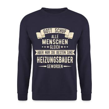 Heizungsbauer Heizungsbau Bauarbeiter Beruf Spruch - Unisex Pullover - Navy - Vorne - Alina (178cm) & Michal (187cm)